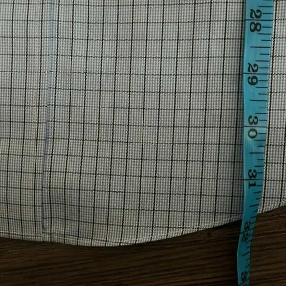 [17.5-17.75]Brooks Brothers  Classic Fit Blue Check Pattern Cotton Dress Shirt - Picture 7 of 8